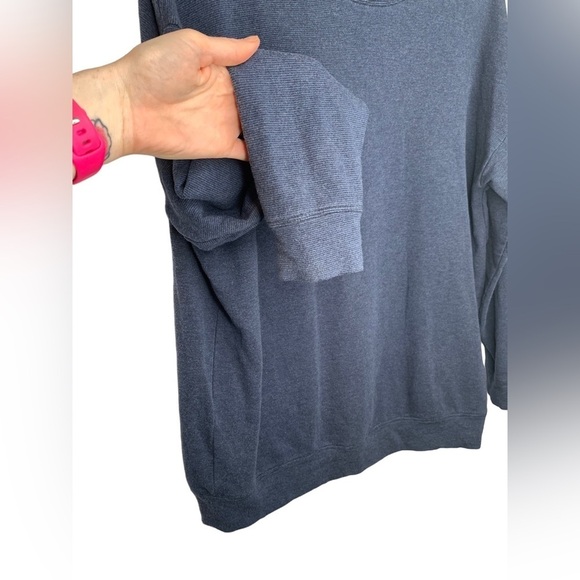 Athleta Studio to Street Printed Sweatshirt Stripe Navy Heather Large - Picture 6 of 9